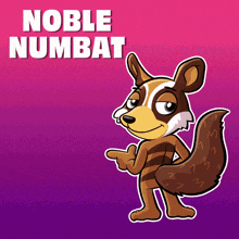 noble numbat is a cartoon of a squirrel on a pink background