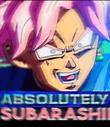 a picture of a cartoon character with the words " absolutely subarashii " on the bottom