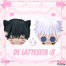 a picture of two anime characters with the words de lattesita 3 on it
