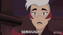 a cartoon of a woman saying seriously in front of a netflix logo