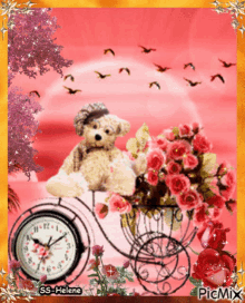 Dog With Roses On Bike Flowers GIF - Dog With Roses On Bike Flowers Sparkle GIFs