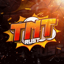 a logo for tnt rust with a cartoon style