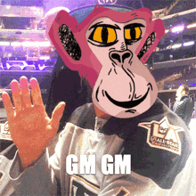 gm gm is written on a person 's shirt