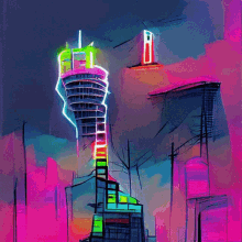 Neon Tower Virtualdream GIF - Neon Tower Virtualdream Art GIFs
