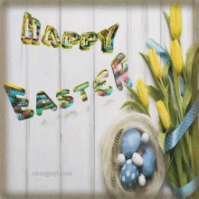Happy Easter Tulips GIF - Happy Easter Tulips Easter Eggs GIFs