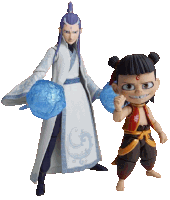 a man and a boy are standing next to each other with a white background