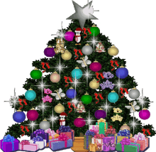 christmas tree presents shiny holiday star