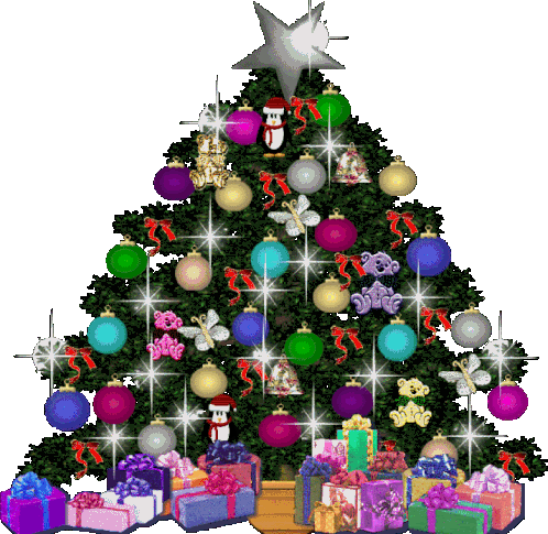 Christmas Tree Presents Sticker - Christmas Tree Presents Shiny Stickers