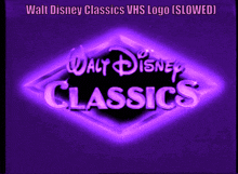 a purple walt disney classics vhs logo slowed
