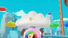 a cartoon illustration of a cloud with a rainbow in the middle