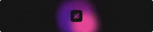 a purple background with a black square with a x on it