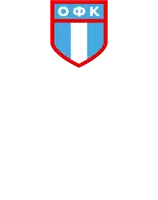 a blue and white shield with the letters ofk