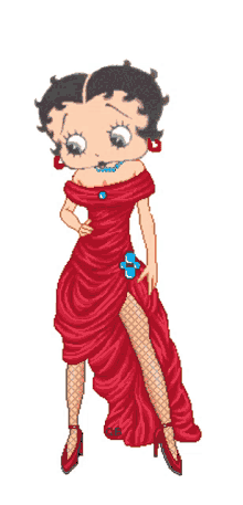 betty boop red dress looking down
