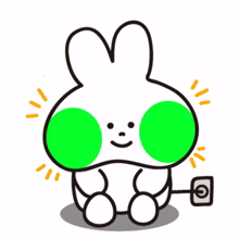 fluorescent white rabbit green plugged in