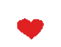a pixel art of a red heart with the words i love you in the background