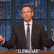 Give It Up GIF - Seth Meyers Slow Clap Clapping GIFs