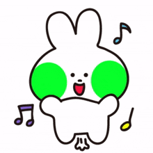 fluorescent white rabbit happy ecstatic
