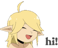 a cartoon drawing of a girl with long blonde hair and the words hi on the bottom