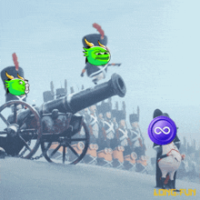 a cannon with a purple coin that says long fun