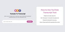 a screenshot of a youtube to transcript page
