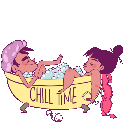Boy And Girl In Bubble Bath Sticker - Luluand Jazz Bath Time Relax Stickers