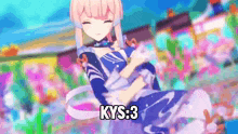 a colorful anime girl with the words kys : 3 on her chest