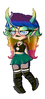 a drawing of a girl with rainbow hair