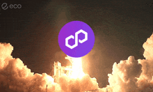 a rocket is being launched with a purple circle in the foreground