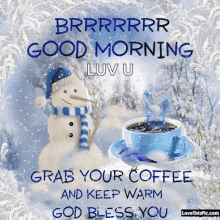Good Morning Snowman GIF - Good Morning Snowman Grab Your Coffee GIFs