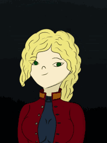 a cartoon drawing of a woman with blonde hair