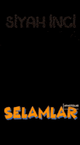 a woman in a brown dress stands in front of a wall with the words siyah inci selamlar on it
