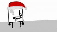 a cartoon character wearing a santa hat is standing next to a bottle that says klack