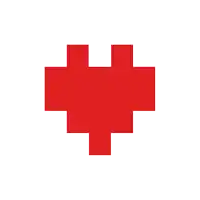 a red pixel heart on a white background