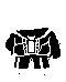 a black and white pixel art drawing of a house .