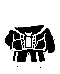 a black and white pixel art drawing of a house .