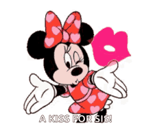love heart flying kiss blowing kiss minnie mouse