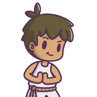 a cartoon drawing of a boy with a white shirt on