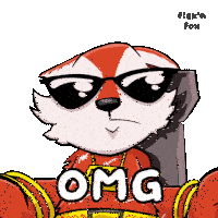 a cartoon fox wearing sunglasses and a shirt that says omg on it