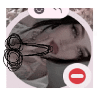 a drawing of a woman 's face with a do not enter symbol