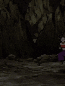 two female anime characters are fighting each other on a rocky path
