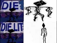 a drawing of a man with a sad face and the words die lit