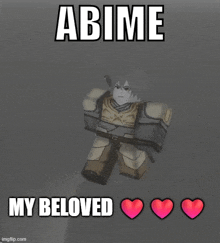 a cartoon character with the words abime my beloved on it