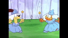 garfield and snoopy are playing with wands in a cartoon .