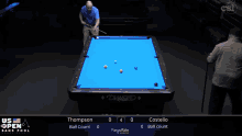 a pool table with a blue cloth and the word diamond on it