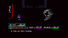 a screenshot of a video game with the words they are aura farming at the bottom