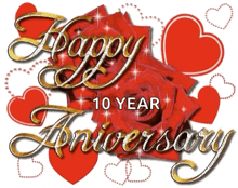 Happy Anniversary Red Rose GIF - Happy Anniversary Red Rose Heart GIFs