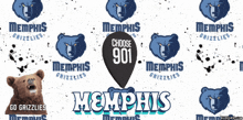 a poster for the memphis grizzlies shows a bear and says go grizzlies