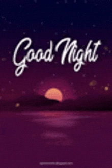 a good night card with a sunset over a body of water