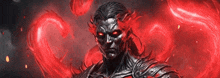 a painting of a demon with red eyes