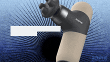 a renpho massager is displayed on a blue and white background